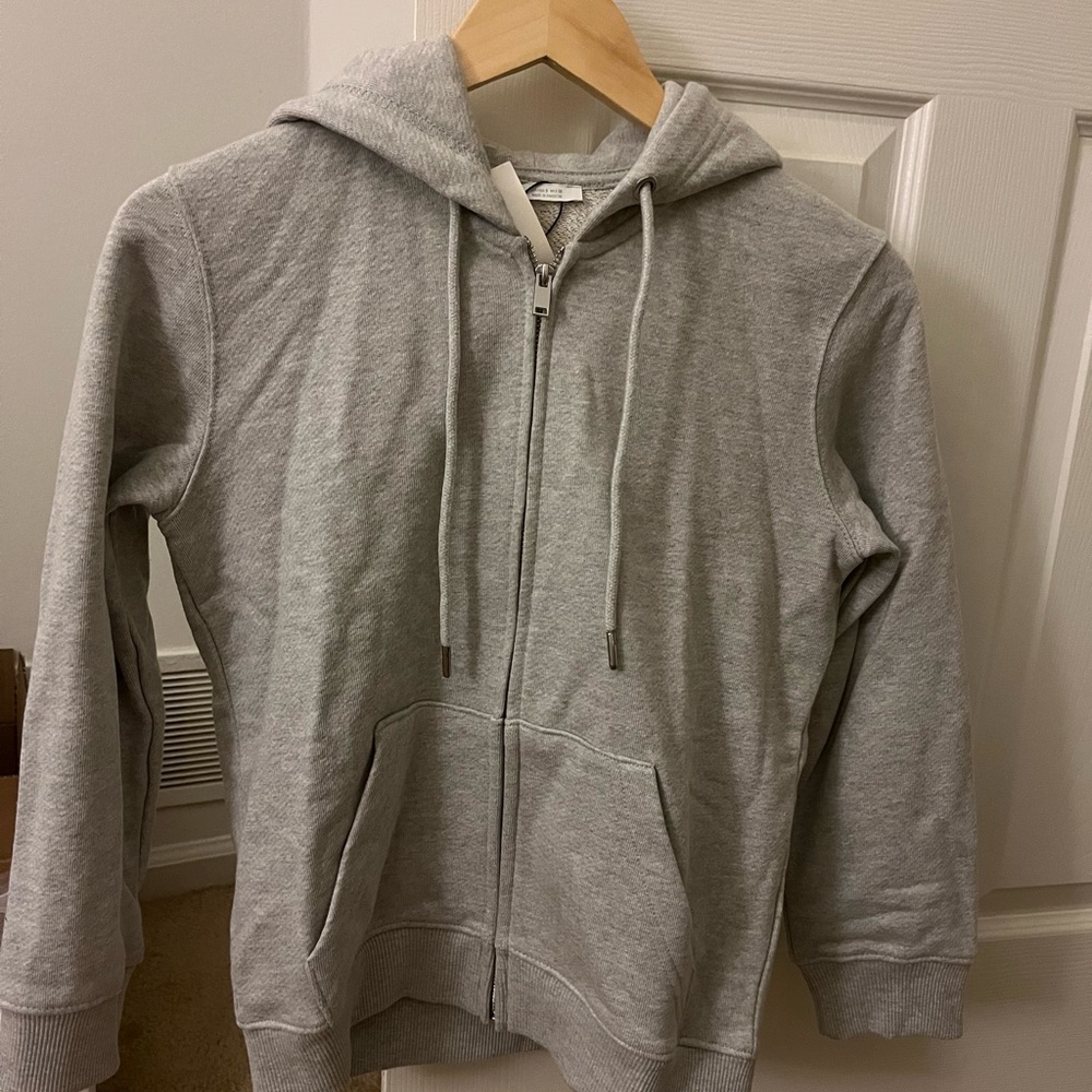 Zara Light Gray Zip-Up Women's Sweatshirt